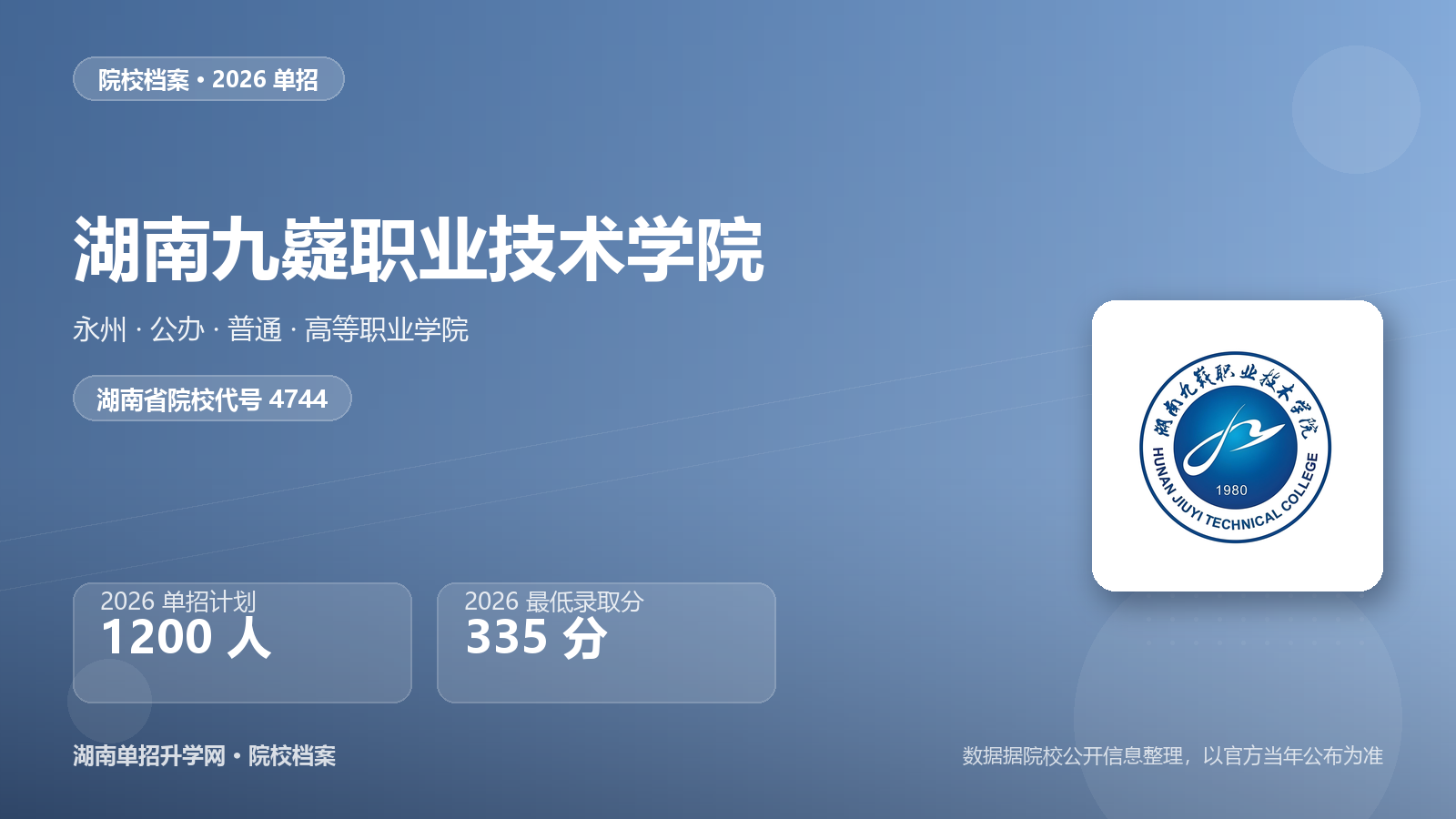 湖南九嶷职业技术学院 单招报考档案（2026）