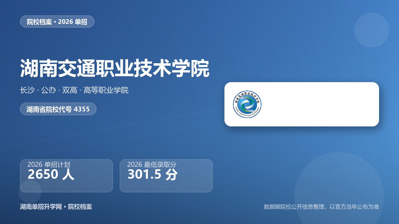 湖南交通职业技术学院 单招报考档案（2026）